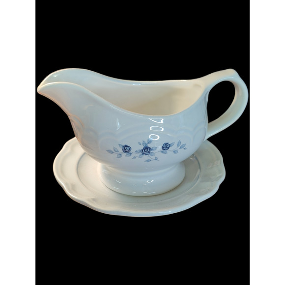 Pfaltzgraft Made in USA Poetry Glossy Gravy Boat with Under Plat - Picture 2 of 5